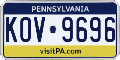 PA license plate KOV9696