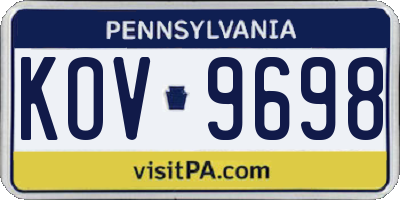 PA license plate KOV9698