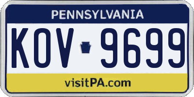 PA license plate KOV9699