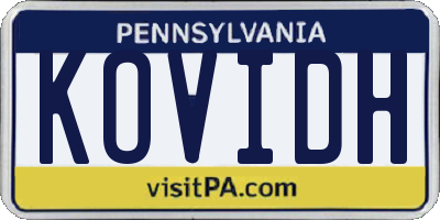PA license plate KOVIDH