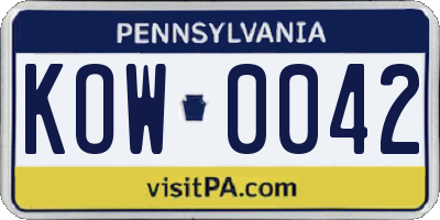 PA license plate KOW0042