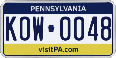 PA license plate KOW0048