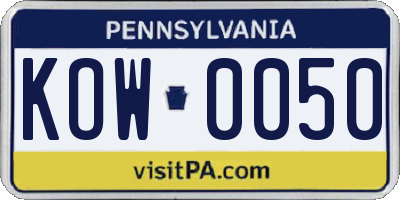 PA license plate KOW0050