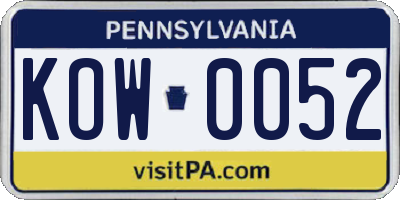 PA license plate KOW0052