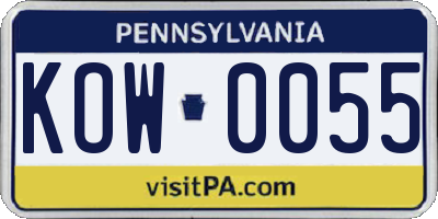 PA license plate KOW0055