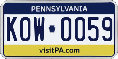 PA license plate KOW0059
