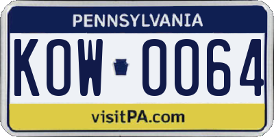 PA license plate KOW0064