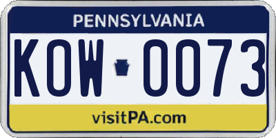 PA license plate KOW0073