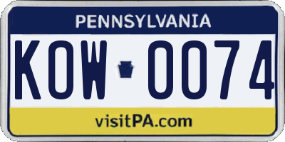 PA license plate KOW0074
