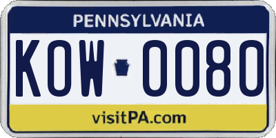 PA license plate KOW0080