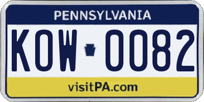 PA license plate KOW0082