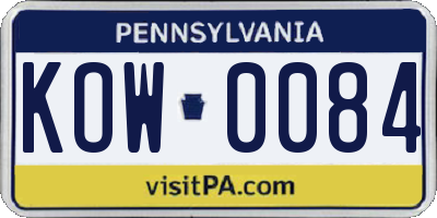 PA license plate KOW0084