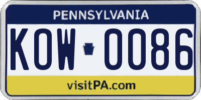 PA license plate KOW0086