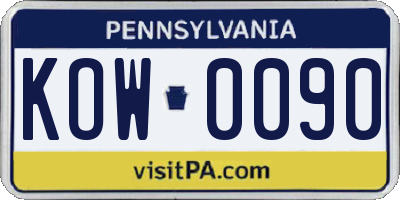 PA license plate KOW0090