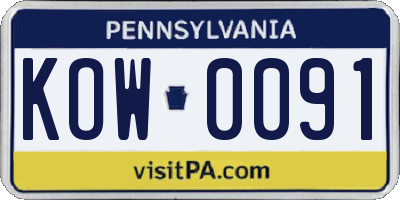 PA license plate KOW0091