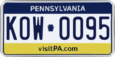 PA license plate KOW0095