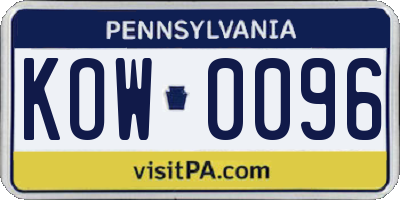 PA license plate KOW0096