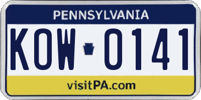 PA license plate KOW0141
