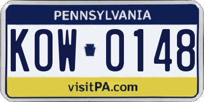 PA license plate KOW0148