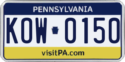 PA license plate KOW0150