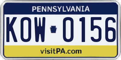 PA license plate KOW0156