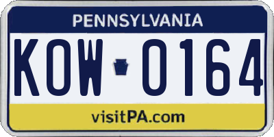 PA license plate KOW0164