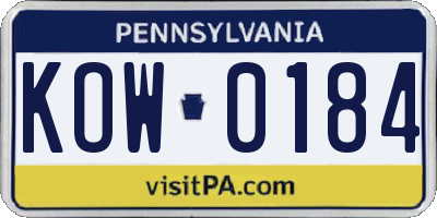 PA license plate KOW0184