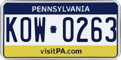 PA license plate KOW0263
