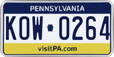 PA license plate KOW0264