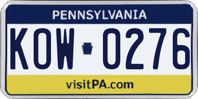 PA license plate KOW0276
