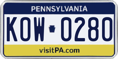 PA license plate KOW0280