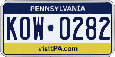 PA license plate KOW0282