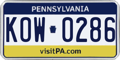 PA license plate KOW0286