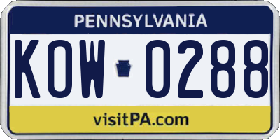 PA license plate KOW0288
