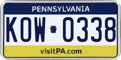 PA license plate KOW0338