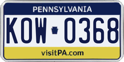 PA license plate KOW0368