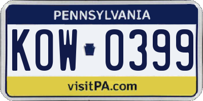 PA license plate KOW0399