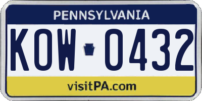 PA license plate KOW0432