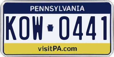 PA license plate KOW0441