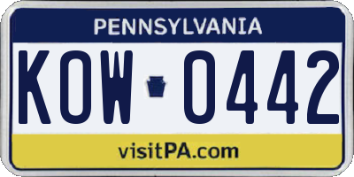 PA license plate KOW0442