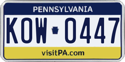 PA license plate KOW0447