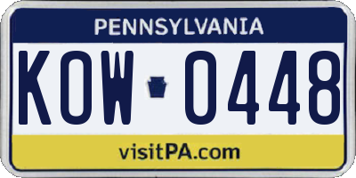 PA license plate KOW0448