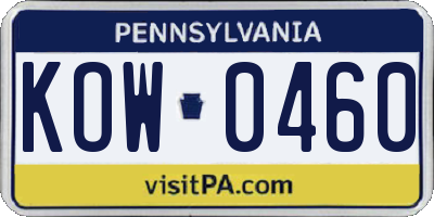 PA license plate KOW0460