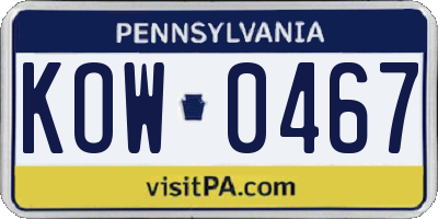 PA license plate KOW0467