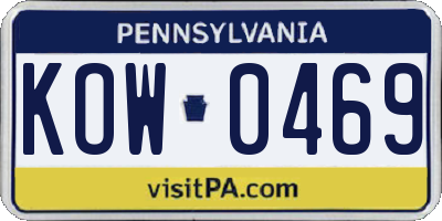 PA license plate KOW0469