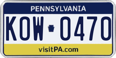 PA license plate KOW0470