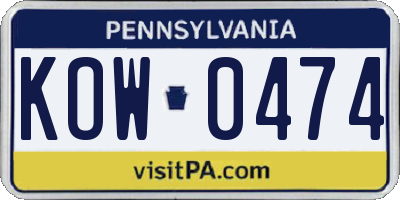 PA license plate KOW0474