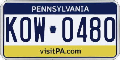 PA license plate KOW0480