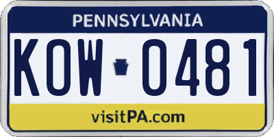 PA license plate KOW0481