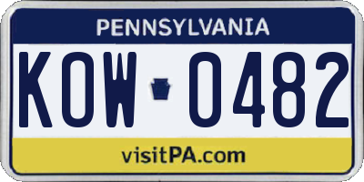 PA license plate KOW0482